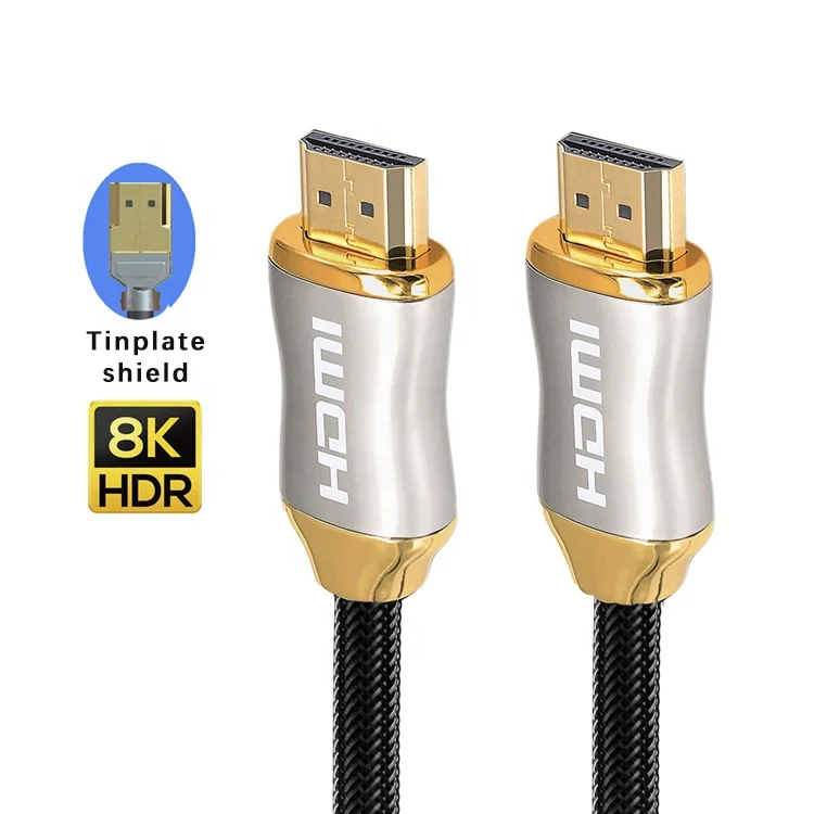 

Factory Hot Sale HDMI Cables 8K V2.1 Cable 8K 60Hz 4K 120Hz 3D HDR 48Gbps HiFi HDCP HDMI 2.1 Cable, Balck+gold