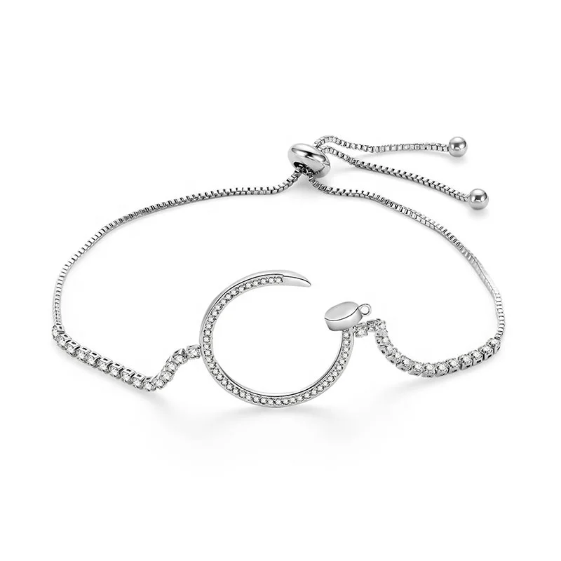 

PUSHI fashion crystal zircon bracelet silver adjustable cz diamond bracelet mother's day gift bracelet