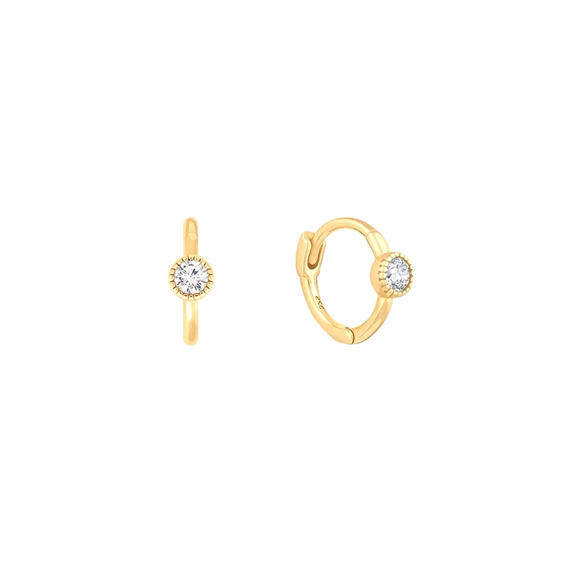

ROXI Small Dainty Tiny 925 Sterling Silver CZ Minimalist Jewelry Gold Plated Hoops Earrings