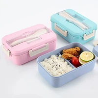 

Eco-Friendly Leakproof Microwave oven biodegradable plastic Wheat Straw Lunch Box Portable Bento Box with Spoon chopsticks