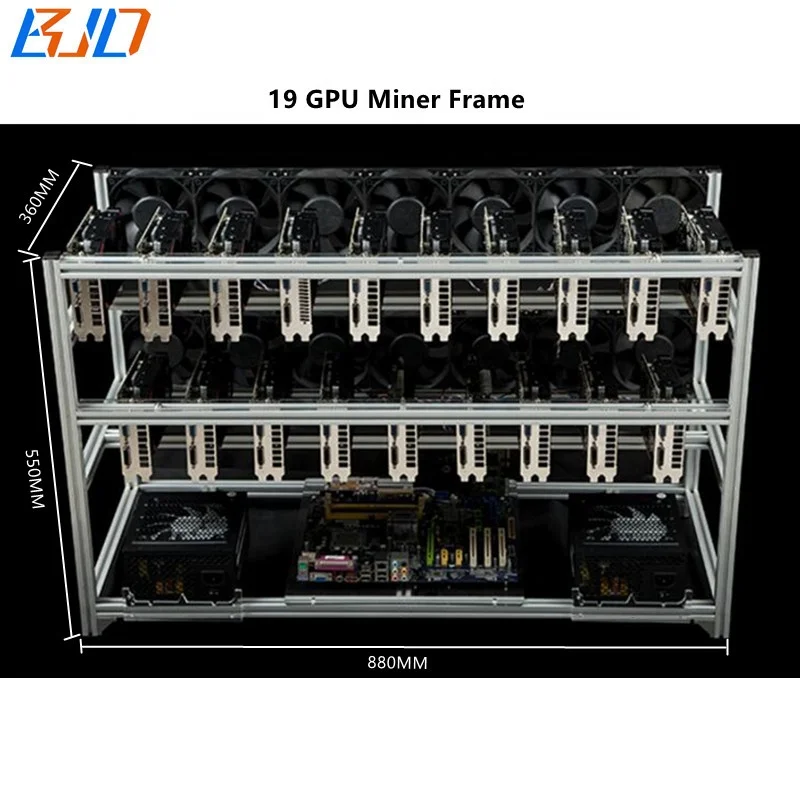 

19GPU Stackable Open Air Rig Rack 6 8 12 14 16 GPU Miner Mining Rig Frame in stock