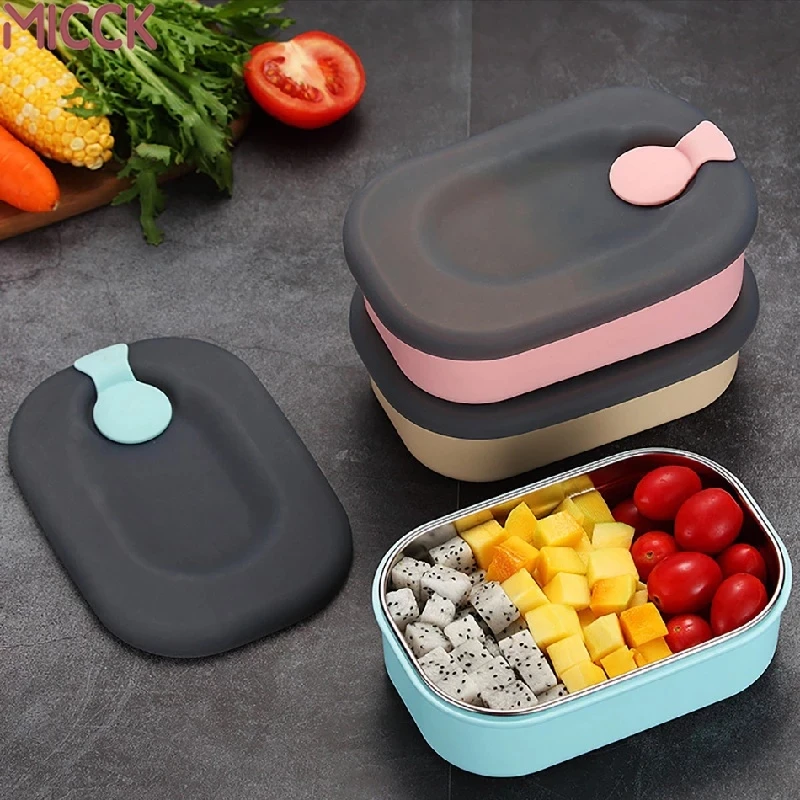 

Cute Silicone Case Portable Lunch Box Stainless Steel Lunch Box Leak stop Food Container Insulation Picnic Box