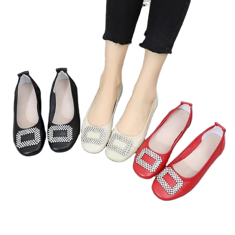 

Genuine Leather Doudou Comfortalbe Shoes Female Real Leather Shallow Mouth Driving Single Shoes Moccasin-Gommino Relax Flats