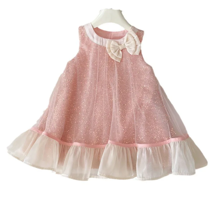 Pink Sequin Princess Dress Bow