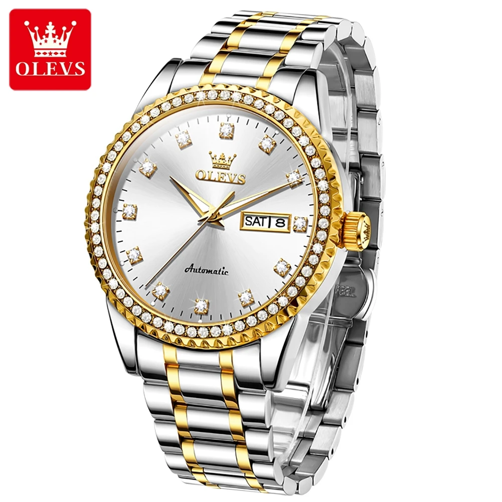 

OLEVS 7003 custom oem watch Waterproof stainless steel sports Luxury mechanical watches diamonds Automatic Wrist Men Watch