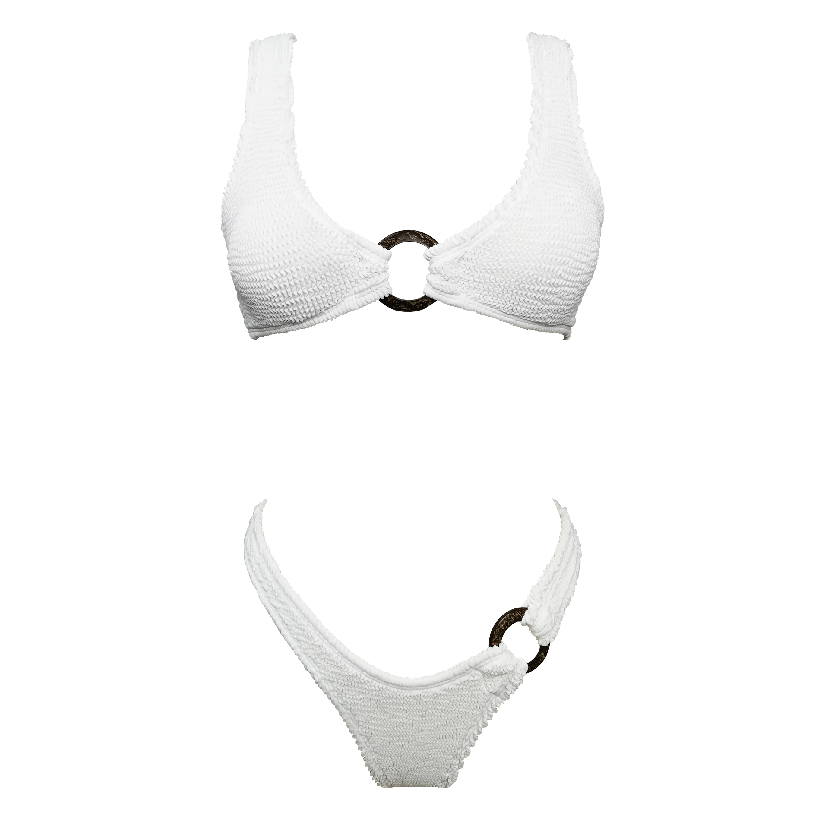 

2021 customized top swimsuit women Ribbed Bathing Suit bottom swimwear sexy Crinkle bikini, White