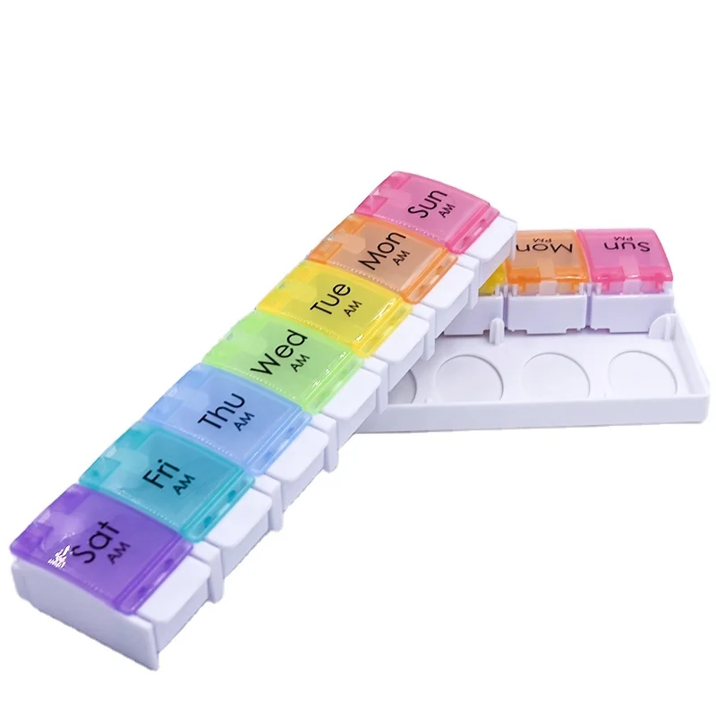 

Weekly Pill Organizer 7 Day (Twice-a-Day) Large Daily Pill Cases with Easy Push Button Design for Pills/Vitamin/Fish Oil