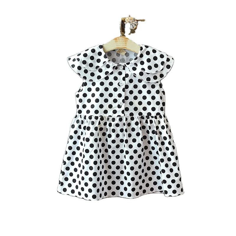

2020 new hot selling fashion wholesale female baby foreign wave point collar sleeveless vest kids children girl dress