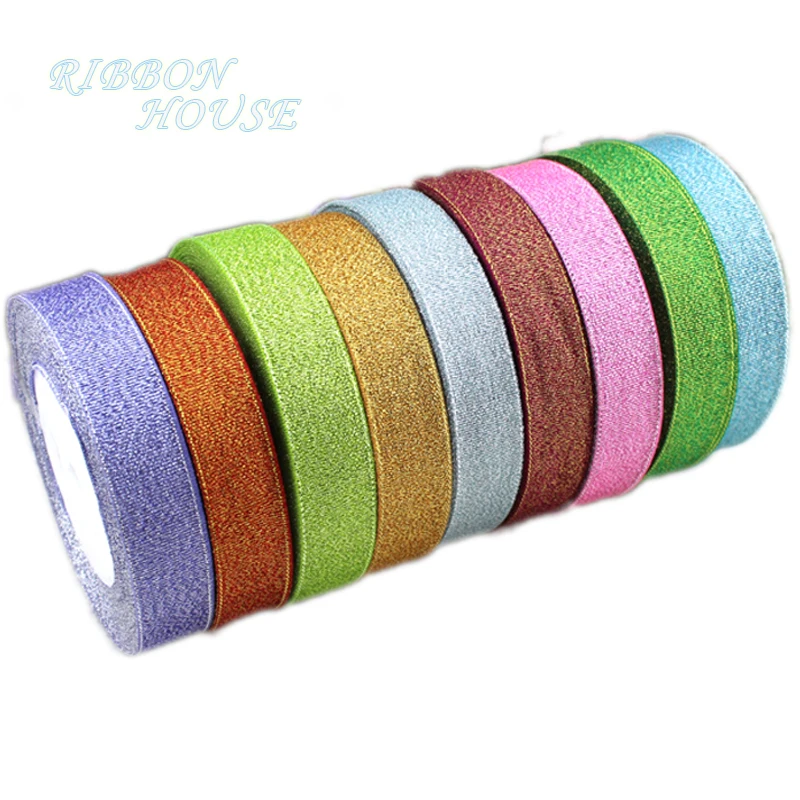 

(25yards/roll) 1''(25mm) Metallic Glitter Ribbon Colorful wholesale gift package ribbons