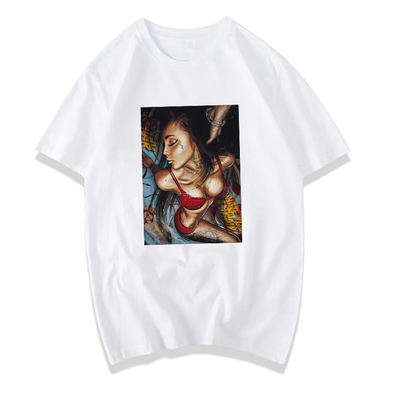 

New Arrival Fashion Graphic Tees Women Sexy Hot Tattoo Black Girl Print Aesthetic Women T Shirt