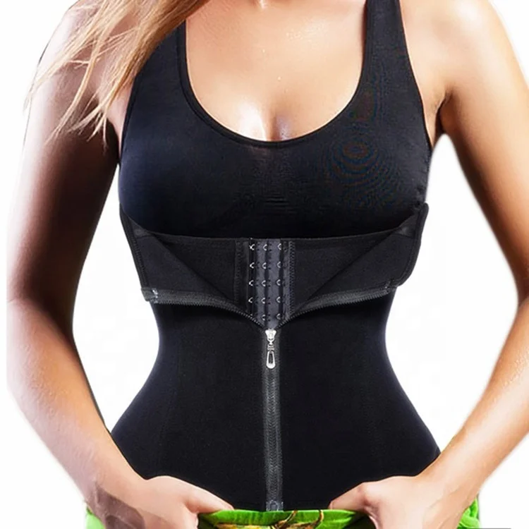 

Wholesale Slimming Body Shaper Adjustable Hooks And Zipper Tummy Control Workout Sauna Sweat Belt Neoprene Waist Trainer Women, Black beige