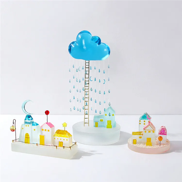 

Y2739 Diy epoxy resin molds mini house cloud silicone molds for table decoration, Random