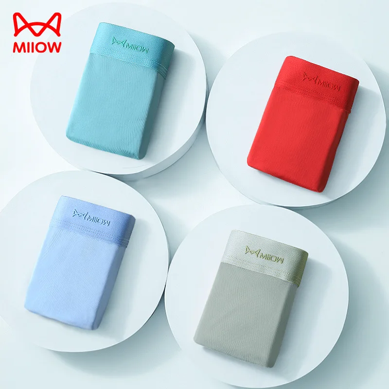 Uxyk-Cool Style Ice Silk Men's Boxer & Briefs Shorts Antibacterial Breathable Miiow Underwear in Summer Size 4XL ODM Supply