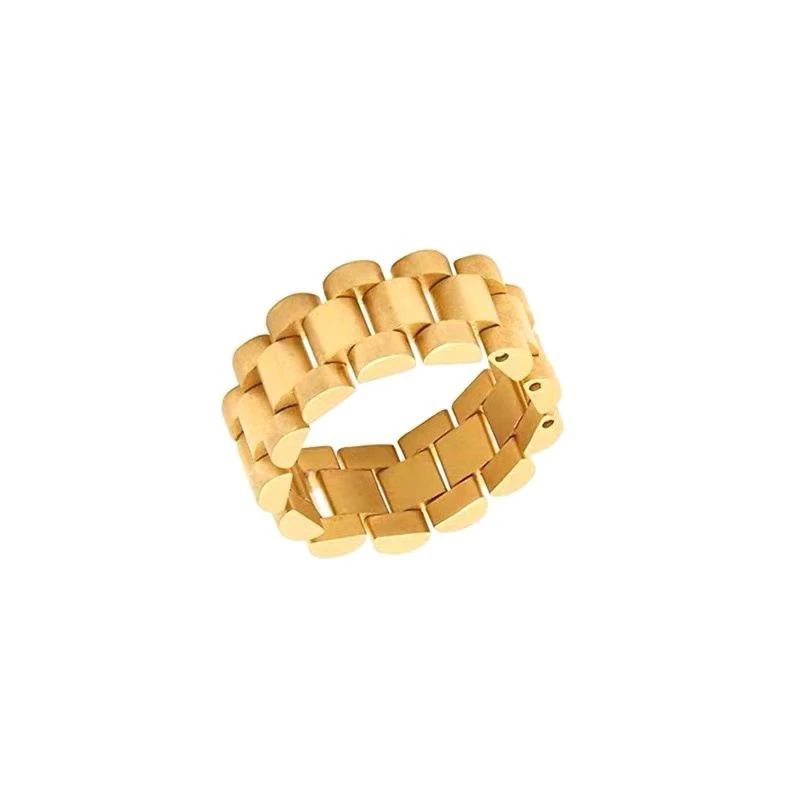 

Modern Watch Strap 18K Gold Plated Stainless Steel Ring For Women Dylam jewelry