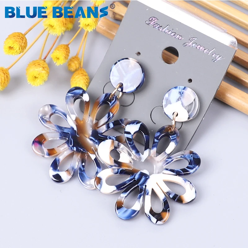 

Agustina new style fashion small size acrylic ladies flower drop earrings, 6 colors