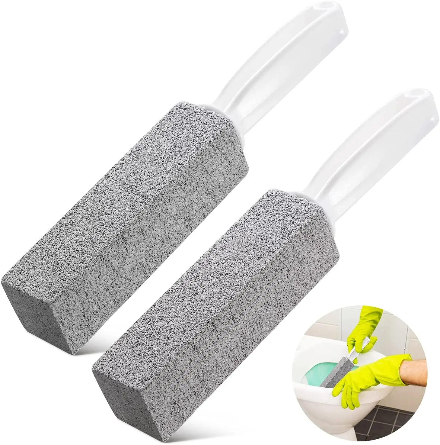 

Pumice Stone Toilet Bowl Cleaner with Extra Long Handle Pumice Stone for Grill Griddle, Remove Limescale, Hard Water Rings