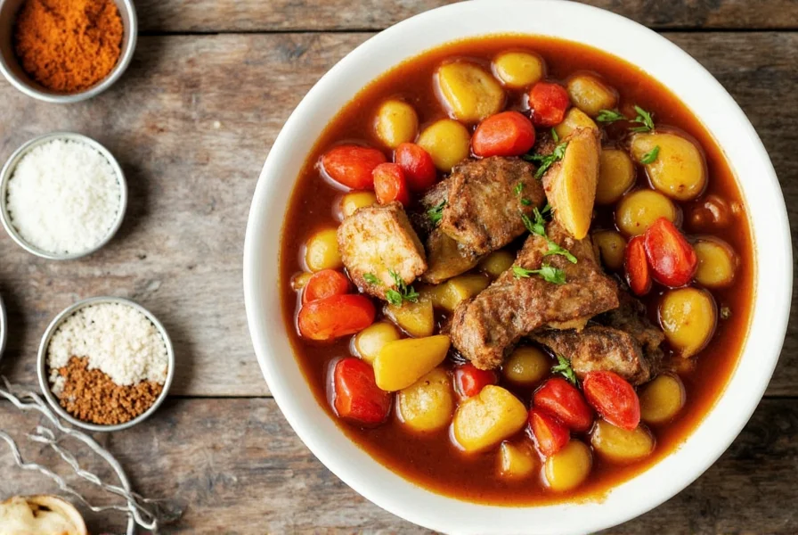 Platter of fisherman stew served with crusty bread and white wine