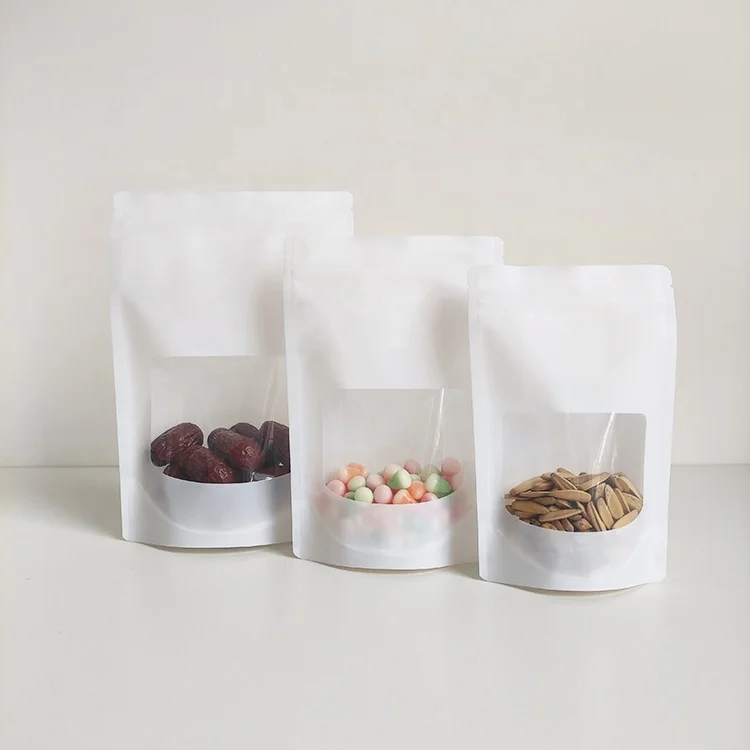 

15x22 cm Various Sizes White Stand Up Pouches Zip Lock Plastic Bags Doypack Packaging Bag with Window