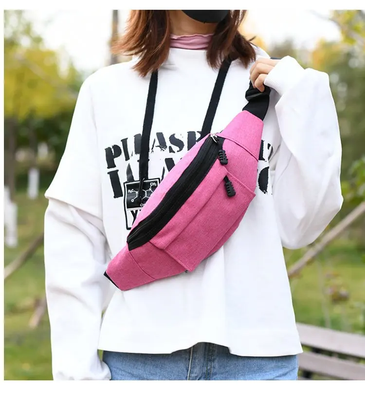 

Fashion Fanny pack Leisure Bum bag custom outdoor sports pocket running Buckle Strap waist pack bag for Man Woman Boy Girl