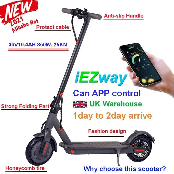 2021 EU UK USA warehouse 350W Drop shipping Foldable Electric Standing Scooter with 2 Wheels, Dark gray ,white