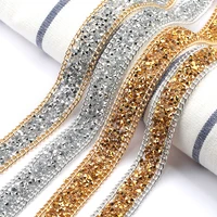 

19.5mm gold/silver tape crystal hot fix rhinestone banding cup chain trim for dressing garment shoes
