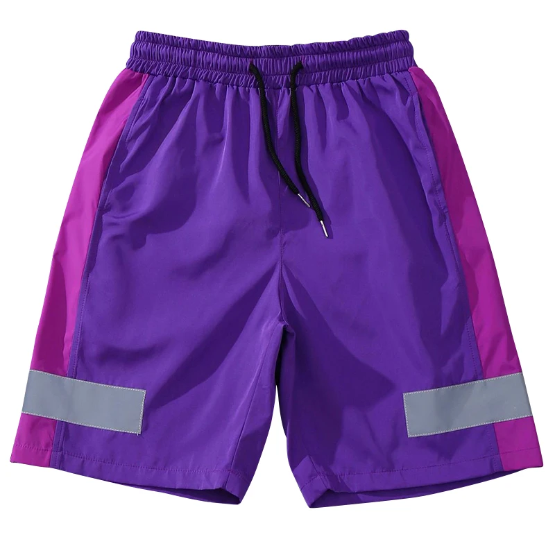 

OHMYJUST Custom Street Wear reflective side stripes sports wear shorts Summer Men's Urban Streetwear Workout Shorts, Multi colors