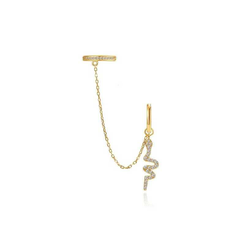 

KSRA 925 Sterling Silver Jewelry Clear Stone Snake Charm Hoop Huggie Chain Tassel Earrings For Women, Gold and silver