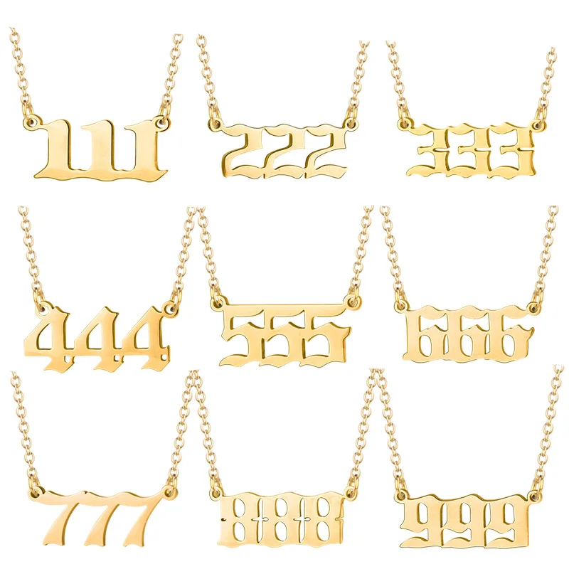 

Jachon Gold Plated Stainless Steel Necklace 111 222 333 444 555 666 777 888 999 Necklace Dainty Angel Number Necklace for Women