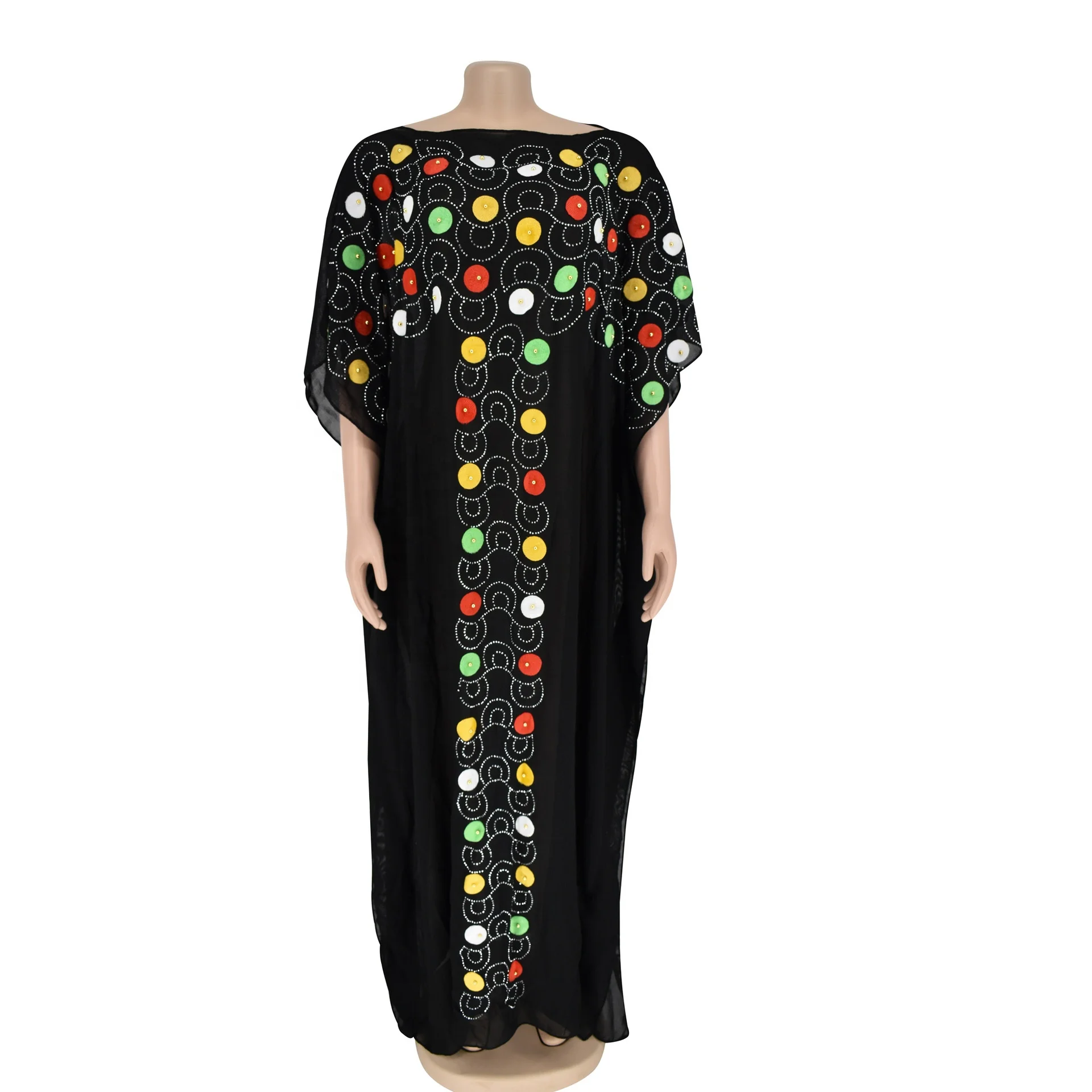

Stones Africa Printed Black Silk Abaya Kaftan Women Plus Clothing Abaya Robe Muslim Fat Dress African Clothing For Fat Ladies