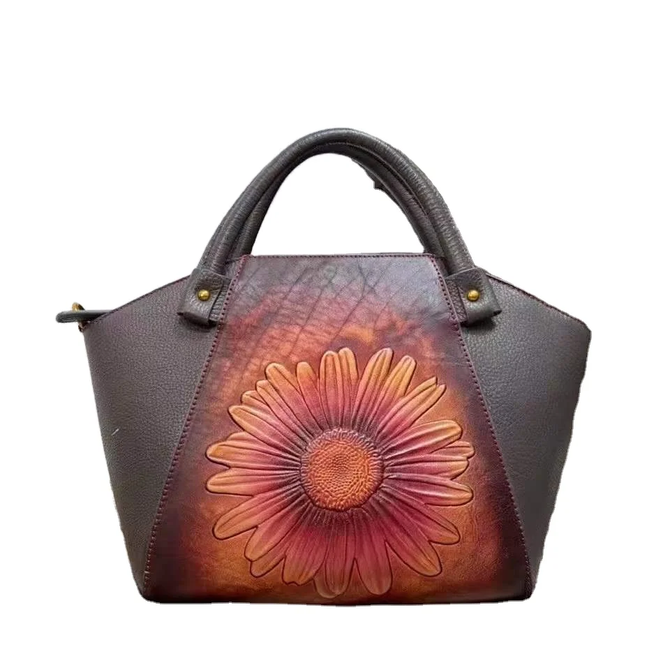 

2021 latest new fashion retro style women bag shoulder messenger bag women embossed cowhide leather handbag, 2 colors