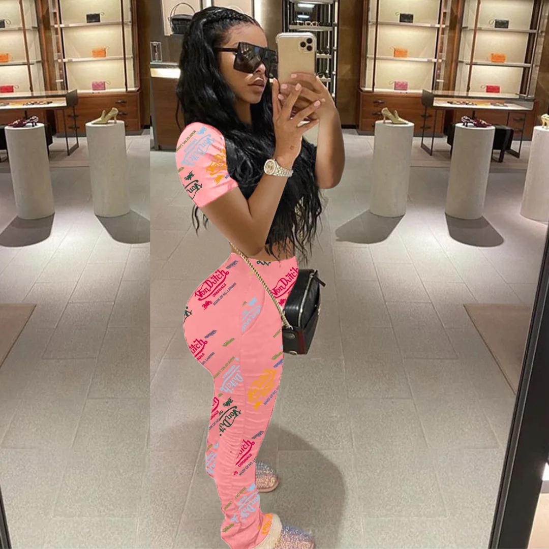 

2021 Summer girls Letter Printed Casual Short Sets Two Piece outfits two piece set women clothing summer