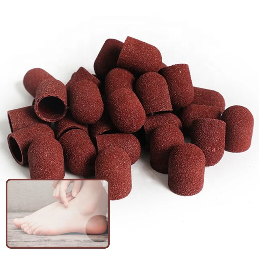 

Factory wholesale price Various High Quality professional pedicure tools brown cloth plastic sanding cap, Brown,white,pink,black,etc