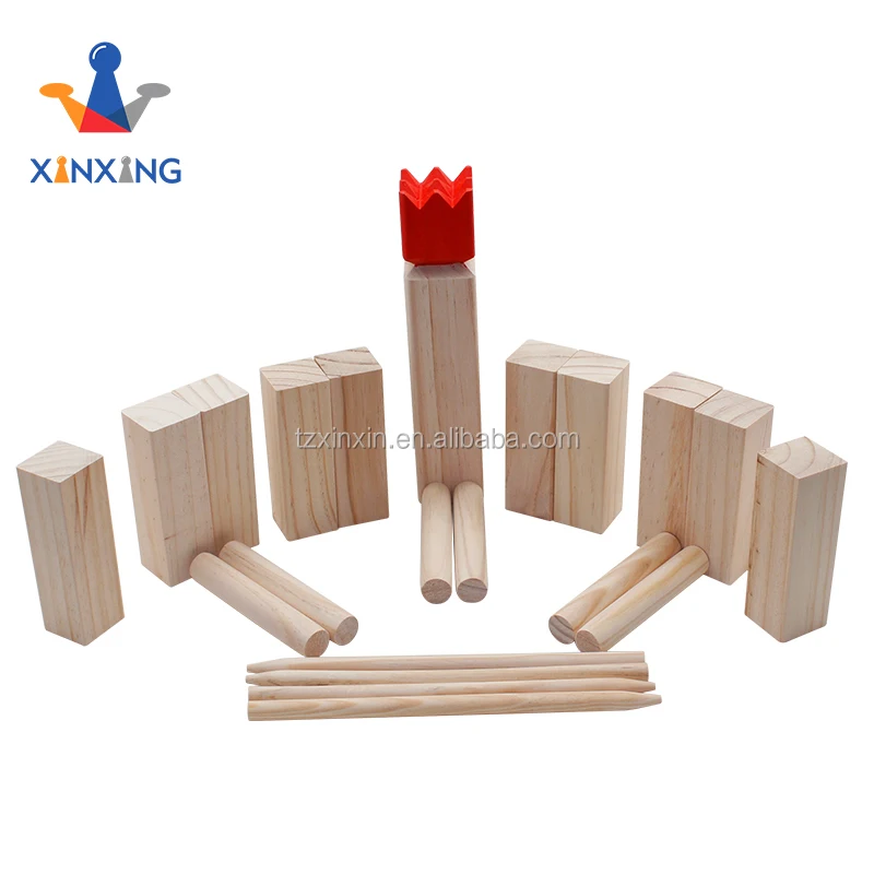 

wholesale and retail rubber wood kubb game set / the king hardwood kubb, Picture