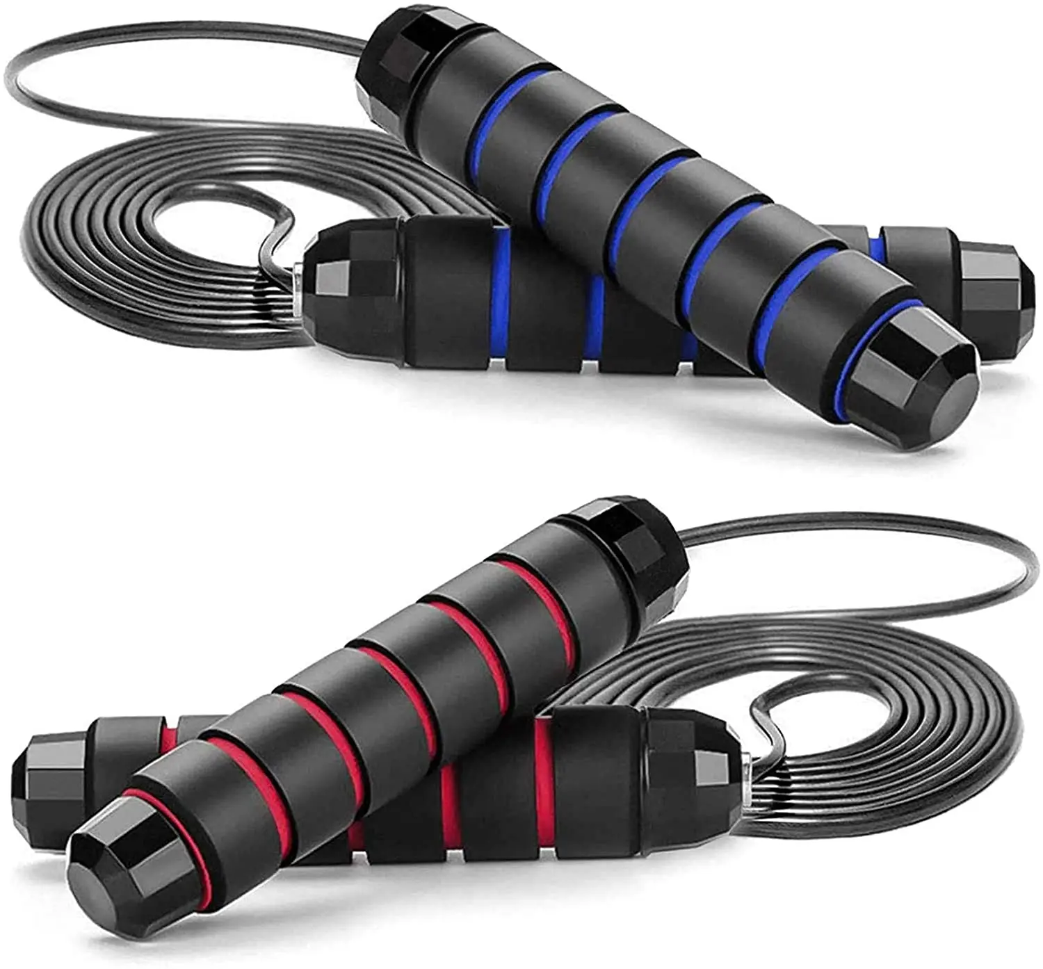 

Workout Tangle-Free Rapid Speed Jumping Rope Cable with Ball Bearings for Women Men, Black blue red green