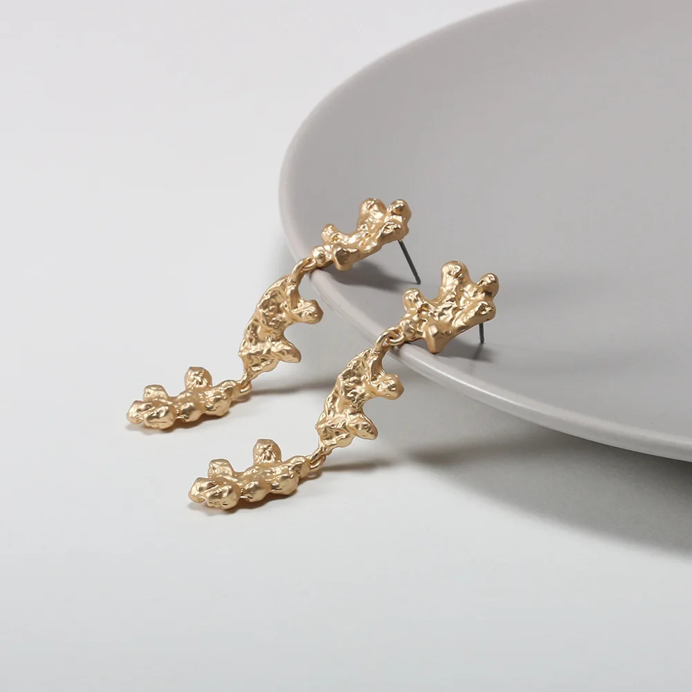 

2021 Fashion Metal Texture Earrings Alloy Metal Geometric Drop Earrings