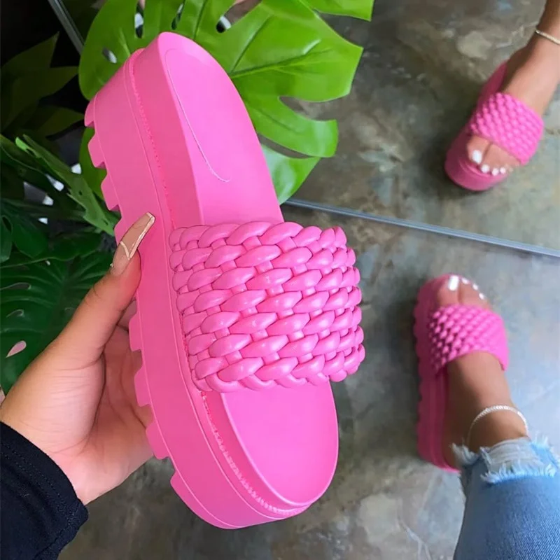 

2021 plus size thick soles sandals pink one font sandals for women, As the pictures