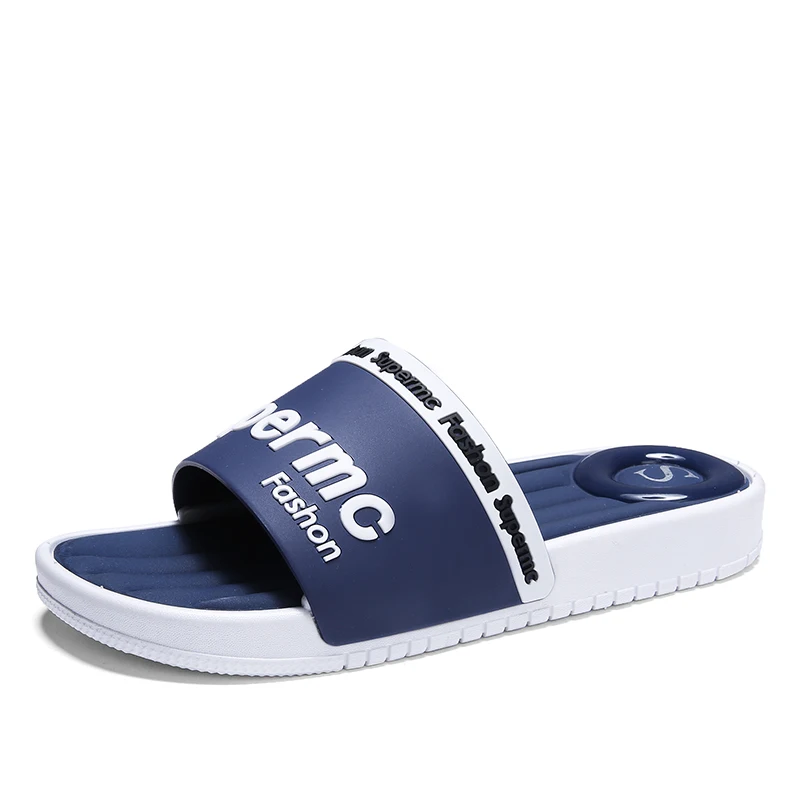 

2020 Fashion Summer Men Slippers Sandals Rubber Slippers for Men PVC Massage Slides Light Weight ANTI-SLIPPERY, Black/blue/grey/red