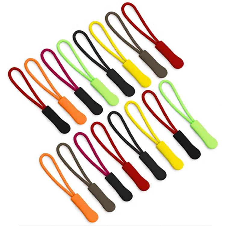 

Hot Sale Custom Plastic Pu Pvc Decorative Zipper Pulls Colorful Zipper Puller Zipper Slider Rope For Bag/Garment