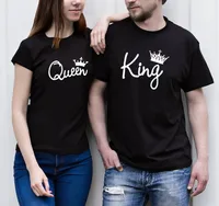 

High Quality Wholesale Clothing King and Queen Hand Write T-Shirts Couple Matching Short Sleeve Crew T Shirts