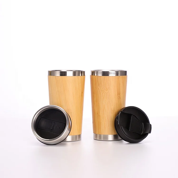 

Wholesale ODM 500ML With Lids Stainless Steel Bamboo Tumbler Caneca Bardak Cute Personalised Mugs Double Wall Bamboo Coffee Cup