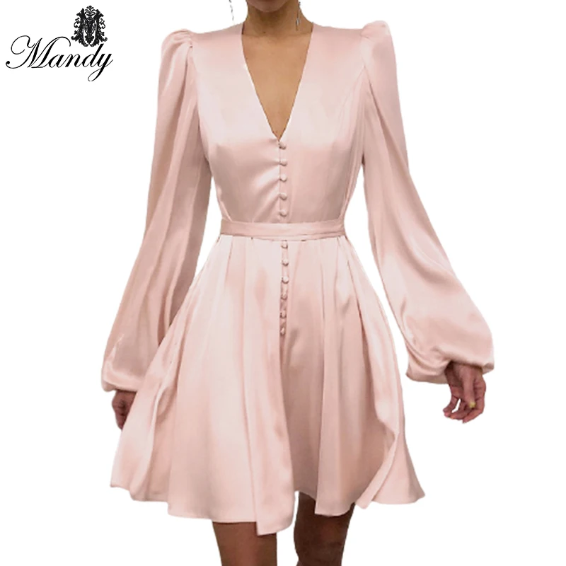 

new 2021 female clothing dresses satin elegant high-quality designer dresses