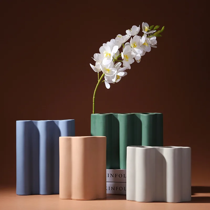 

European Style Morandi Color Ceramic Vase Nordic Vases for Home Decor Ceramic Flower Vase Modern Decoration, As photo shows