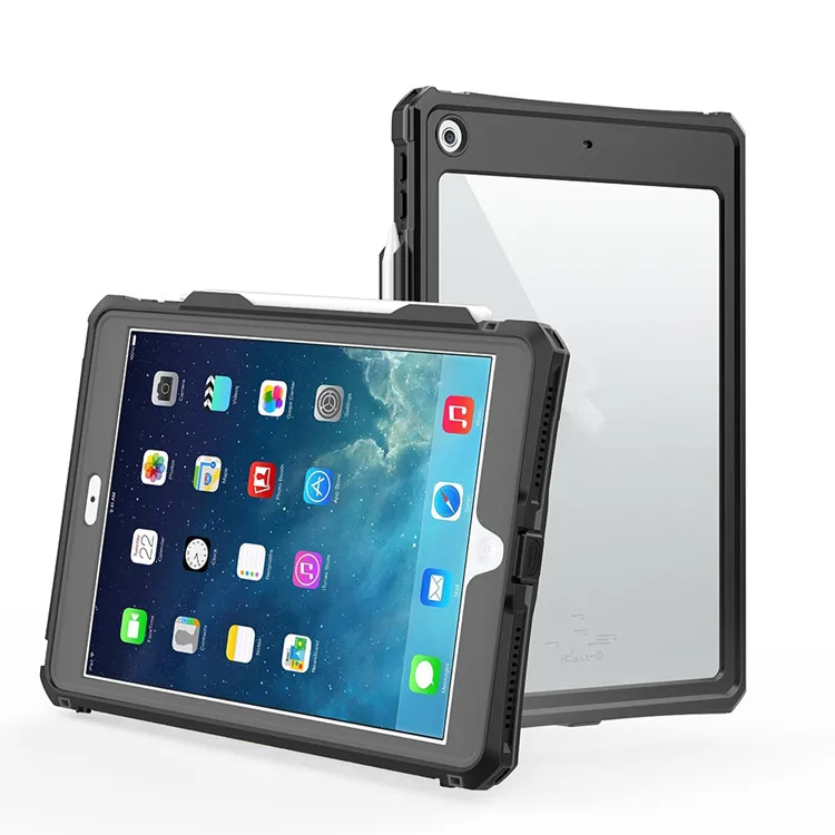 

IP68 waterproof shockproof tpu pc transparent tablet case stand smart case cover for iPad 10.2