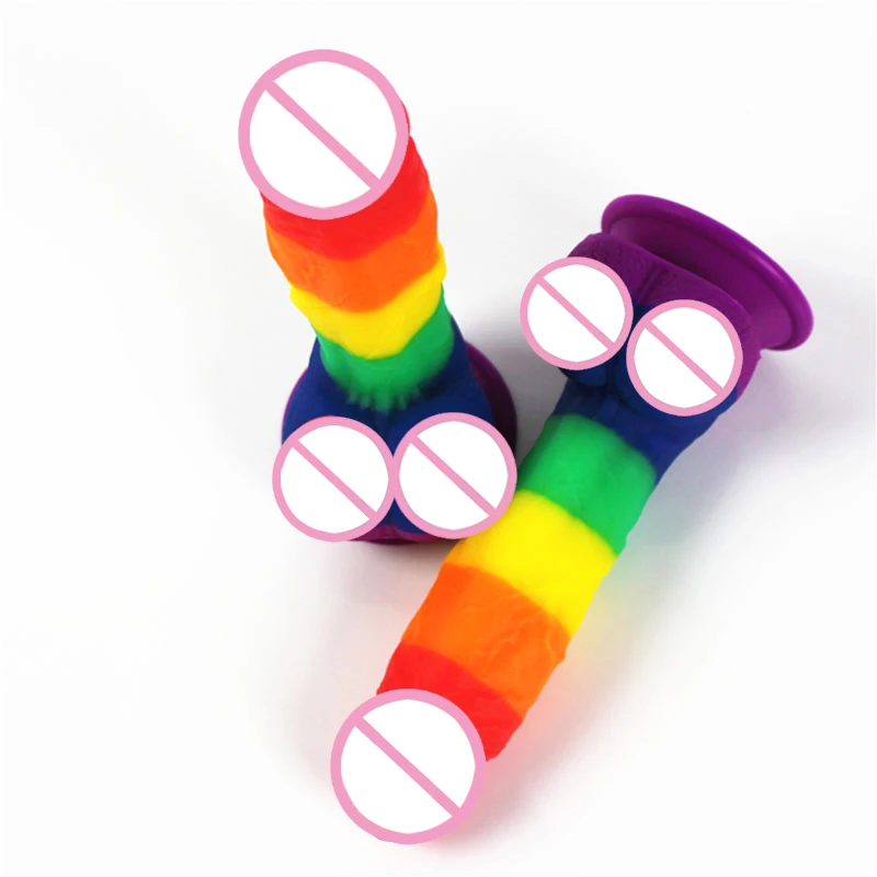 8 Inch Real Big Size Huge Sex Toy Artificial Penis Rainbow Dildo For Woman Buy Rainbow Penis 3221