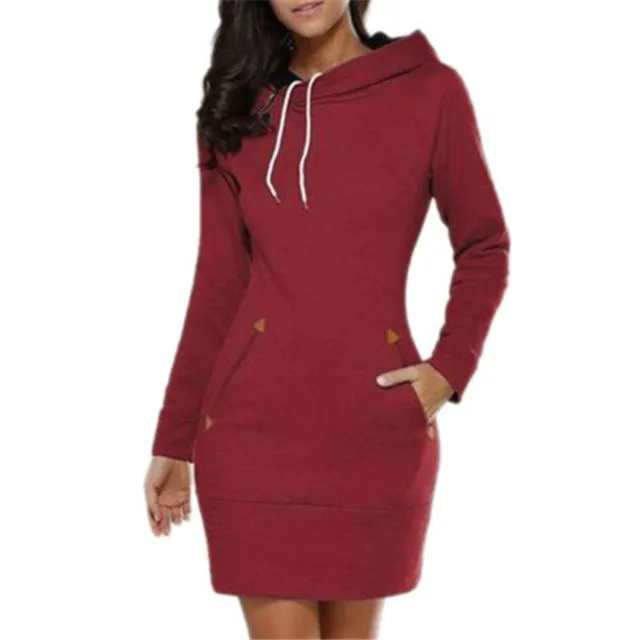 

Long Sleeve Sweater Pullover Jumper Tops Women Hooded Hoodie Dress Casual Ladies Plus Size S-5xl