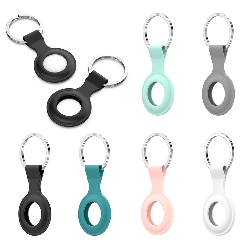 

BOORUI cat anti lost protective case for airtags cover pet accessories for airtag silicone case with keychain, White, dark green, black, gray, pink, cyan