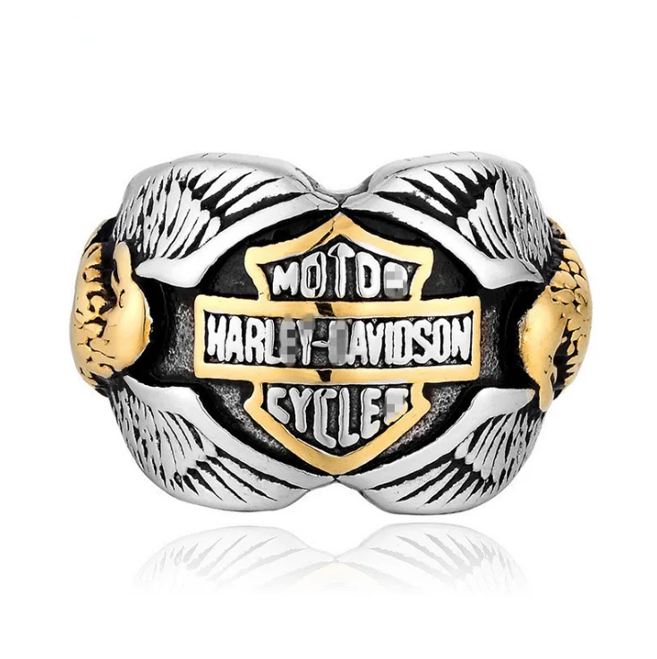 

Sumaitong locomotive ring fashion ol titanium steel ring men's double headed eagle style crow titanium steel ring