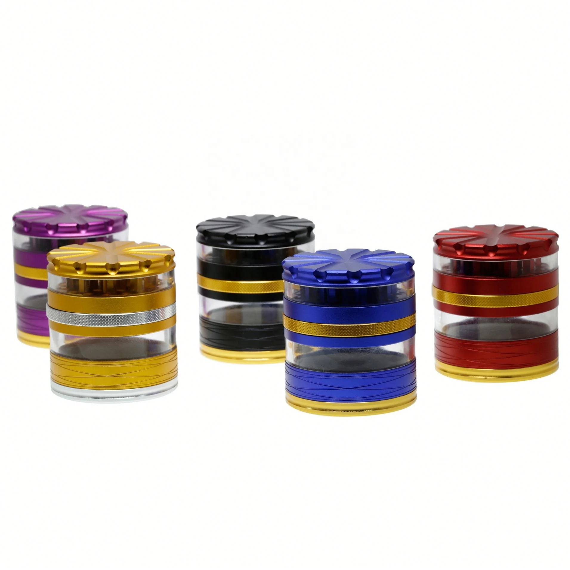 

Side Window Pattern Purple Dry Herb Grinder Diameter  Aluminum Alloy Large Capacity Tobacco Grinder jhcentury, Picture