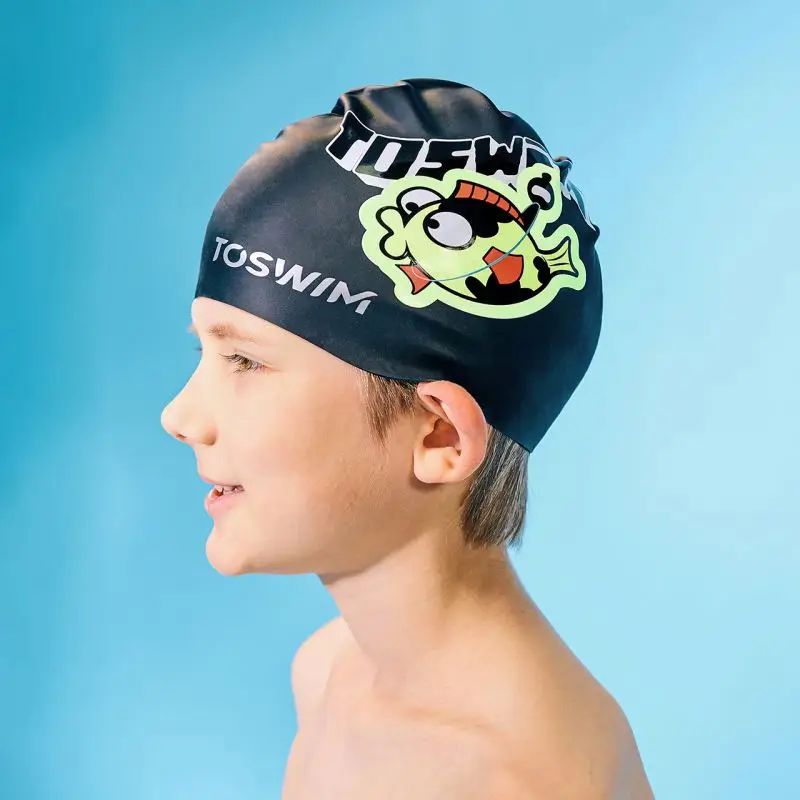 

New Design Best Normal Size Cartoon Printed Silicon Hats Kids Swimming Hat