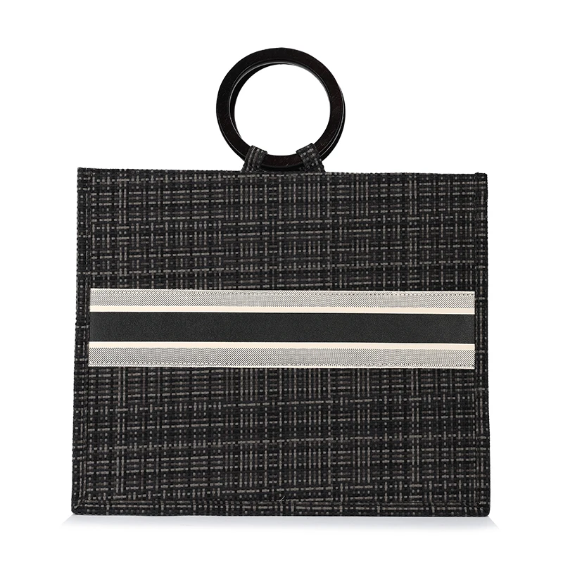 

Fashion female canvas tote bag round wooden handle bags women handbags ladies wholesale large capacity tote bags for women
